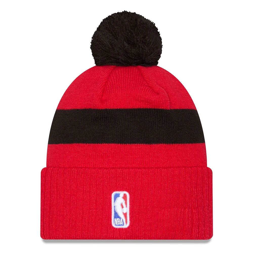 Men's New Era  Red Miami Heat 2024/25 City Edition Cuffed Knit Hat with Pom