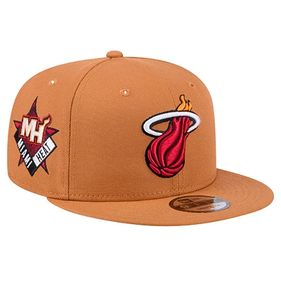 Men's New Era Tan Miami Heat Color Pack 9FIFTY Snapback Hat
