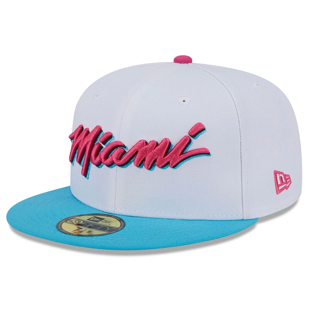 Casquette ajustée New Era Miami Heat 2024/25 City Edition Alternate 59FIFTY pour homme blanche
