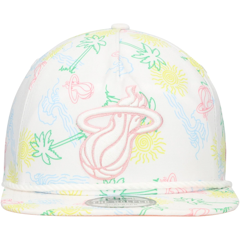 Men's New Era White Miami Heat Palm Trees and Waves Golfer Adjustable Hat