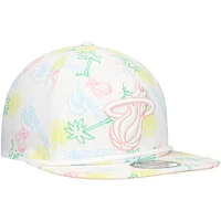 Men's New Era White Miami Heat Palm Trees and Waves Golfer Adjustable Hat