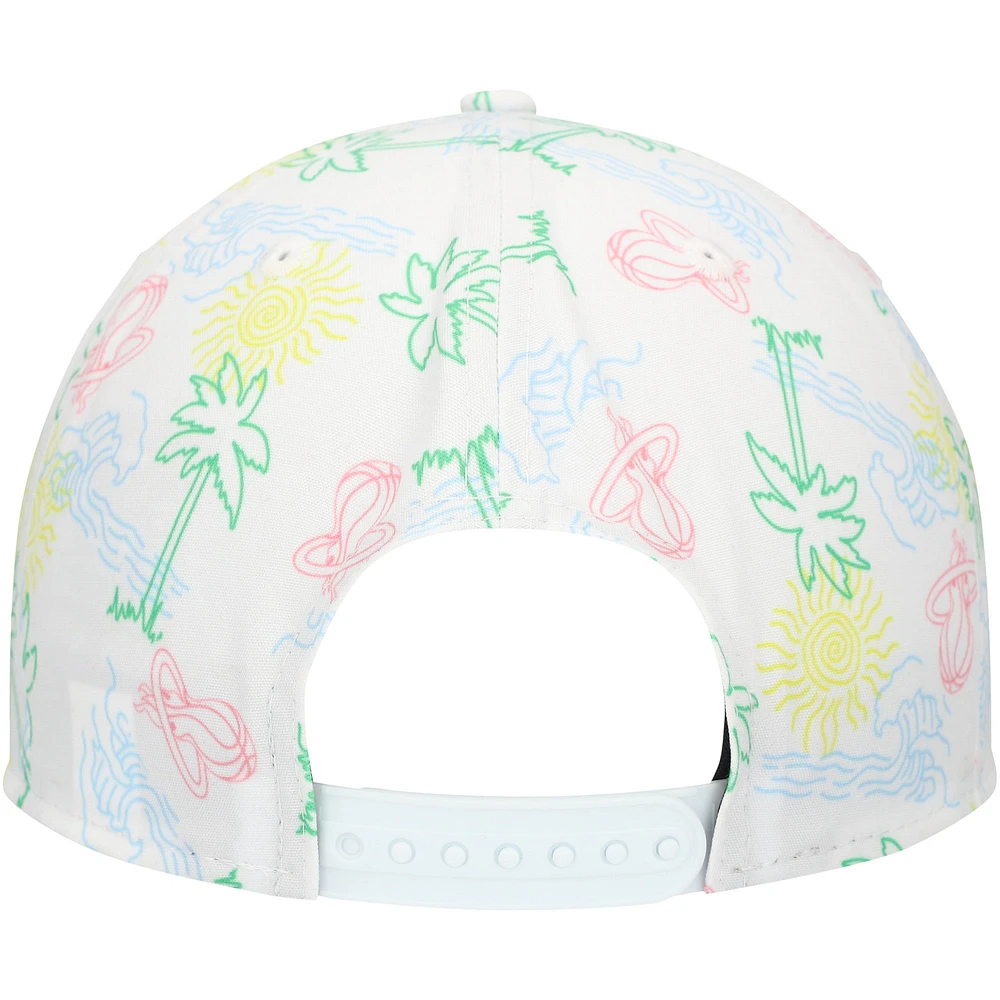 Men's New Era White Miami Heat Palm Trees and Waves Golfer Adjustable Hat