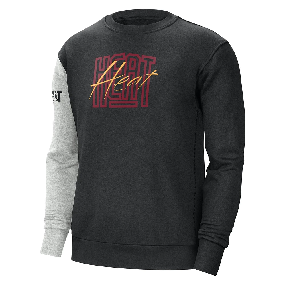 Men's Nike Black/Heather Gray Miami Heat Courtside Versus Force & Flight Pullover Sweatshirt