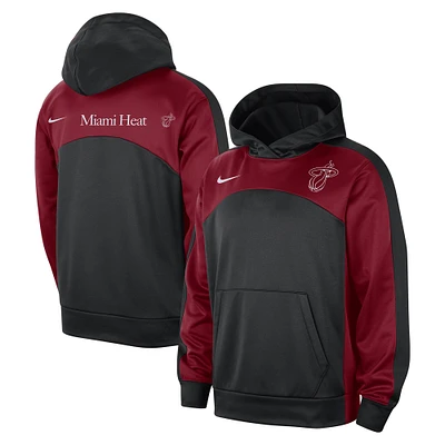 Sweat à capuche Nike pour homme, noir/rouge, Miami Heat Authentic Starting Five Force Performance