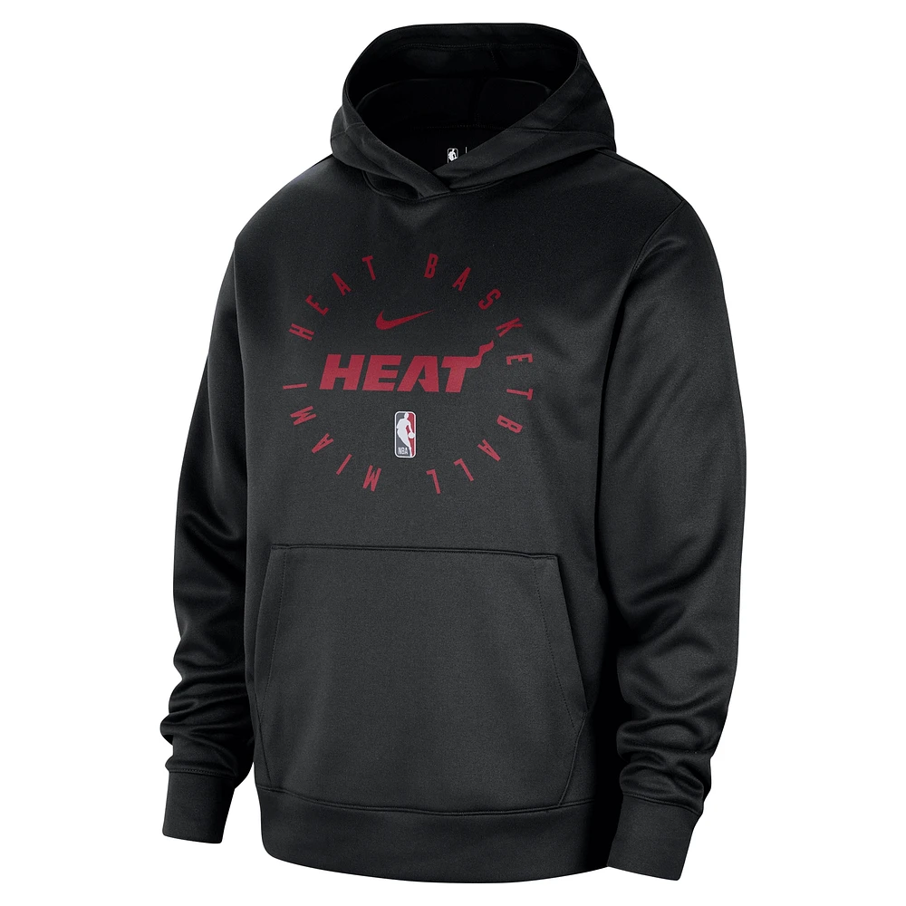 Men's Nike Black Miami Heat 2024/25 Spotlight On-Court Practice Performance Pullover Hoodie