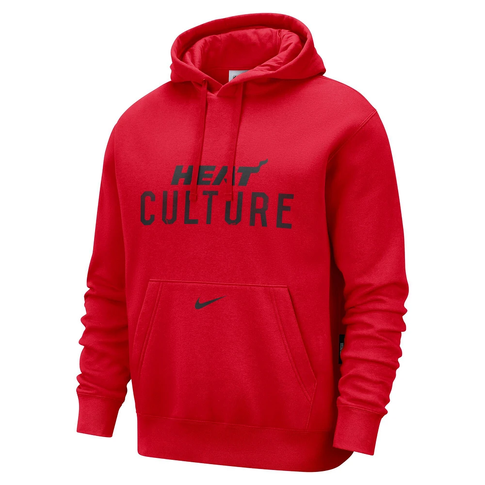 Men's Nike Red Miami Heat 2024/25 City Edition Essential Club Pullover Hoodie