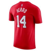 Men's Nike Tyler Herro Red Miami Heat 2024/25 City Edition Name & Number T-Shirt