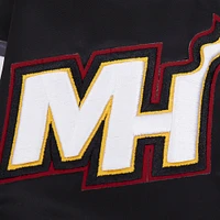 Men's Pro Standard Black Miami Heat Script Tail Full-Snap Satin Varsity Jacket