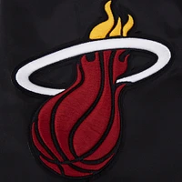 Men's Pro Standard Black Miami Heat Script Tail Full-Snap Satin Varsity Jacket