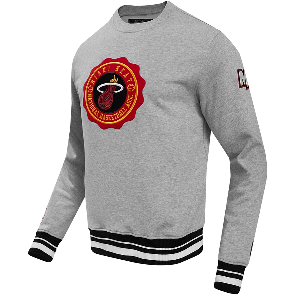 Sweat-shirt Pro Standard pour hommes, gris chiné, emblème Miami Heat Crest