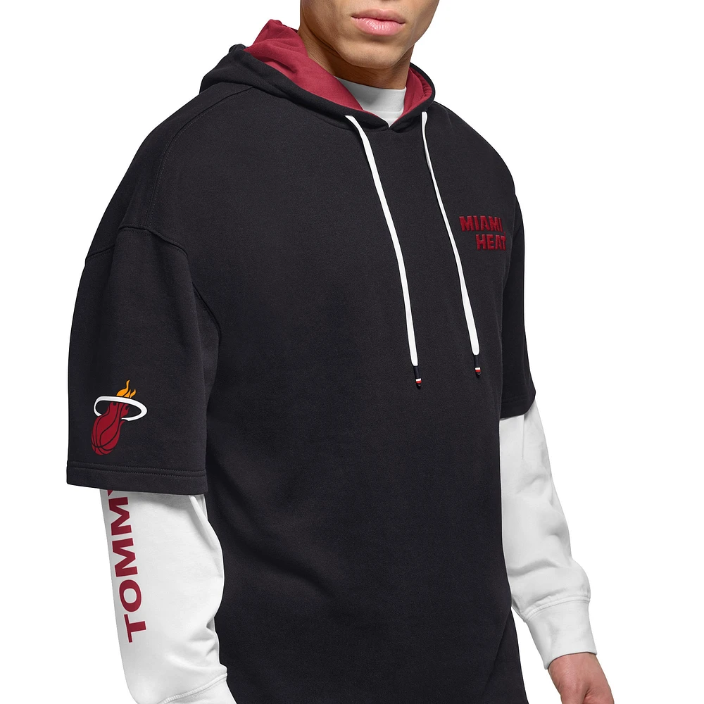 Men's Tommy Jeans Black/White Miami Heat Matthew 2-In-1 T-Shirt & Hoodie Combo Set