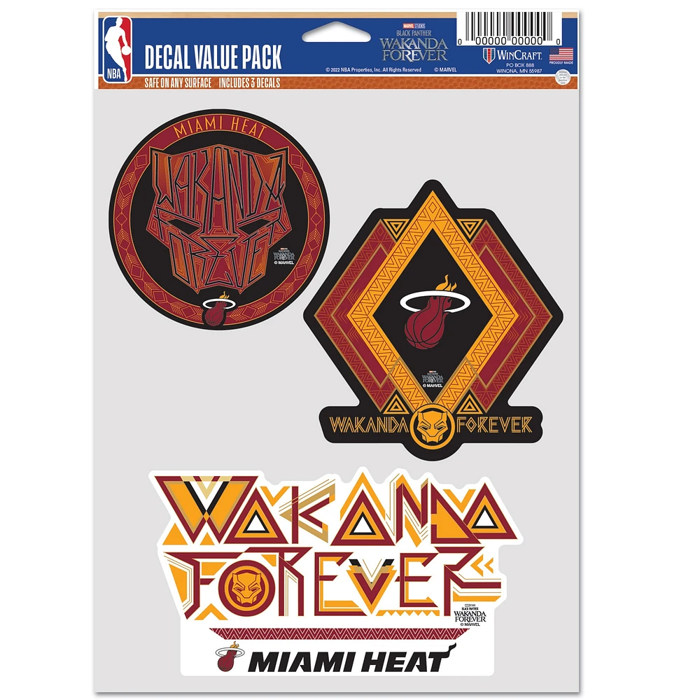 Ensemble de trois autocollants de ventilateur WinCraft Miami Heat Black Panther 2