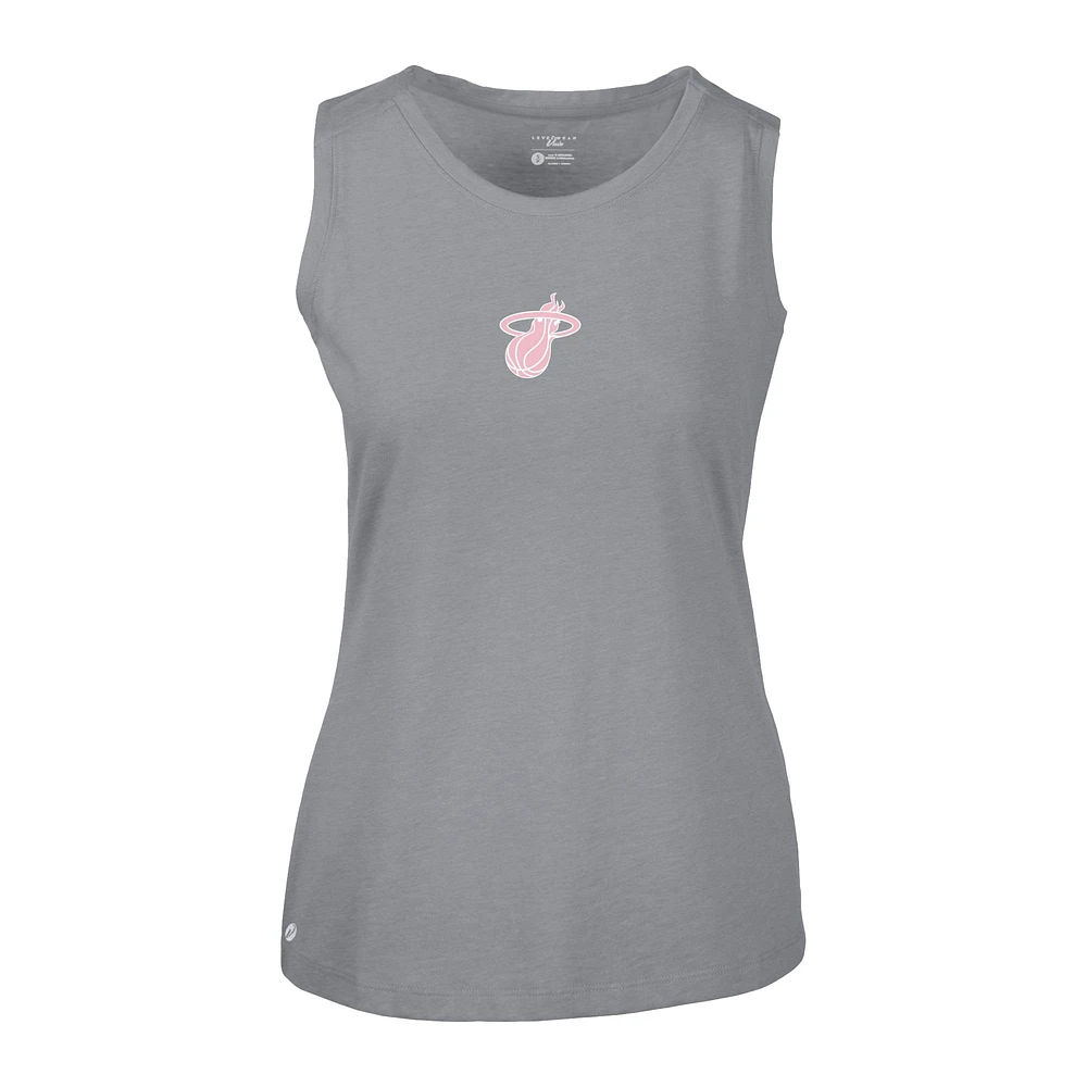 Women's Levelwear  Gray Miami Heat Mother's Day Macy Core Logo Tank Top