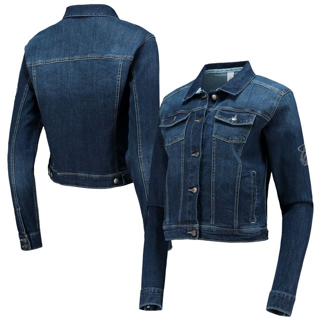 V118957 BLEU CHALEUR FEMME LUSSO GEORGIE SWAROVSKI VESTE EN DENIM STRETCH CRISTAL JACLAD