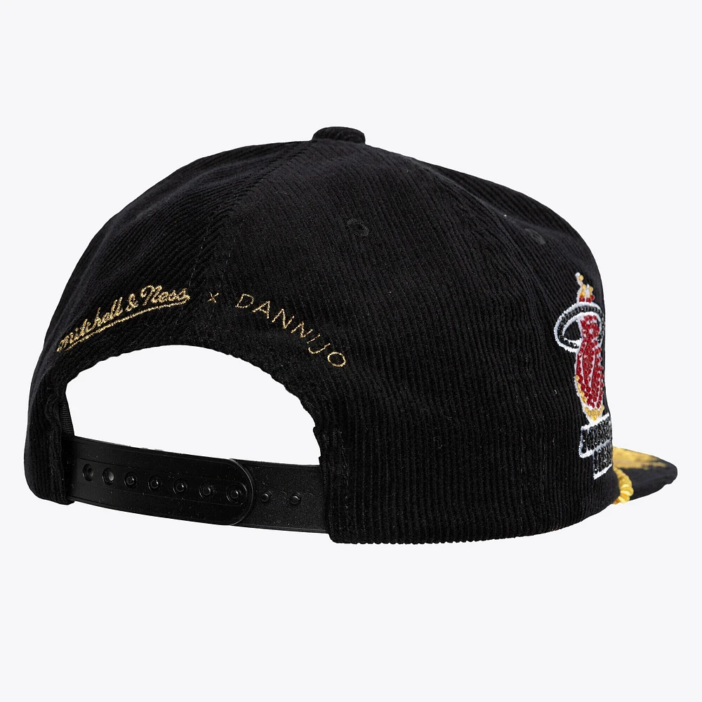 Women's Mitchell & Ness x DANNIJO Black Miami Heat Deadstock Cord Snapback Hat