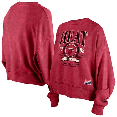 Sweat-shirt oversize rouge Miami Heat Throwback Vintage Enzyme Wash pour femme de New Era