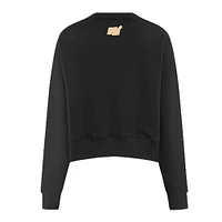 Women's Pro Standard  Black Miami Heat Glam Cropped Pullover Sweatshirt