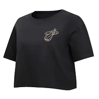 Women's Pro Standard Black Miami Heat Holiday Glam Boxy T-Shirt