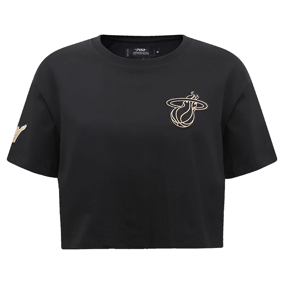 Women's Pro Standard Black Miami Heat Holiday Glam Boxy T-Shirt