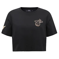 Women's Pro Standard Black Miami Heat Holiday Glam Boxy T-Shirt
