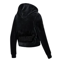 Women's Pro Standard Miami Heat Triple Black Velour Full-Zip Hoodie