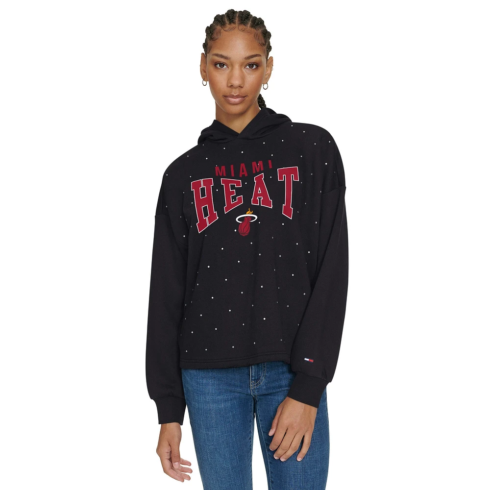Sweat à capuche court noir Stella Miami Heat de Tommy Jeans pour femme