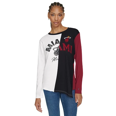 T-shirt à manches longues blocs de couleurs Amelia Miami Heat blanc/noir Tommy Jeans pour femme