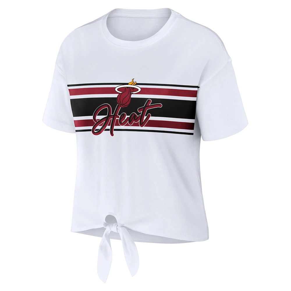 Women's WEAR by Erin Andrews  White Miami Heat Tie-Front T-Shirt