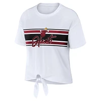 Women's WEAR by Erin Andrews  White Miami Heat Tie-Front T-Shirt
