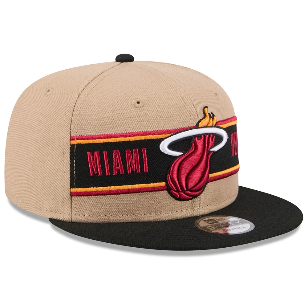 Youth New Era Tan/Black Miami Heat 2024 NBA Draft 9FIFTY Snapback Hat