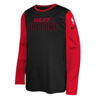 Youth Nike  Black Miami Heat 2024/25 City Edition Pregame Performance Long Sleeve Shooting T-Shirt