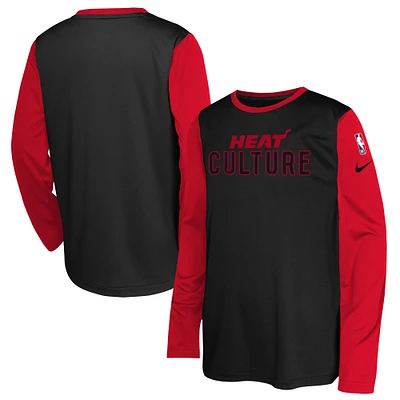 T-shirt de tir à manches longues Nike noir Miami Heat 2024/25 City Edition pour jeunes