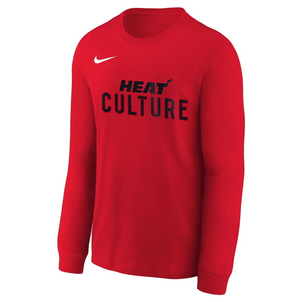 Youth Nike  Red Miami Heat 2024/25 City Edition Wordmark Performance Long Sleeve T-Shirt