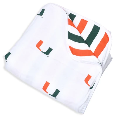 Couverture en mousseline à 4 couches pour bébé Three Little Anchors Miami Hurricanes 47" x 47"