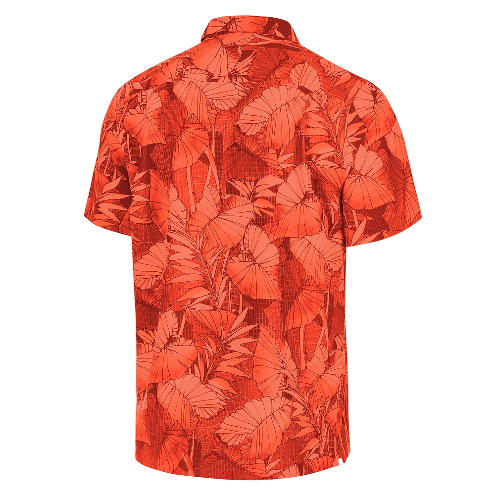 Men's Tommy Bahama  Orange Miami Hurricanes Coast Nuevo Fronds Camp Button-Up Top