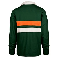 Men's '47 Green Miami Hurricanes Clubhouse Knox Thames Long Sleeve Rugby Polo
