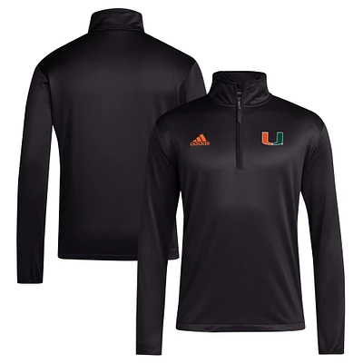 Haut à quart de zip adidas Miami Hurricanes Coaches Sideline pour hommes noir