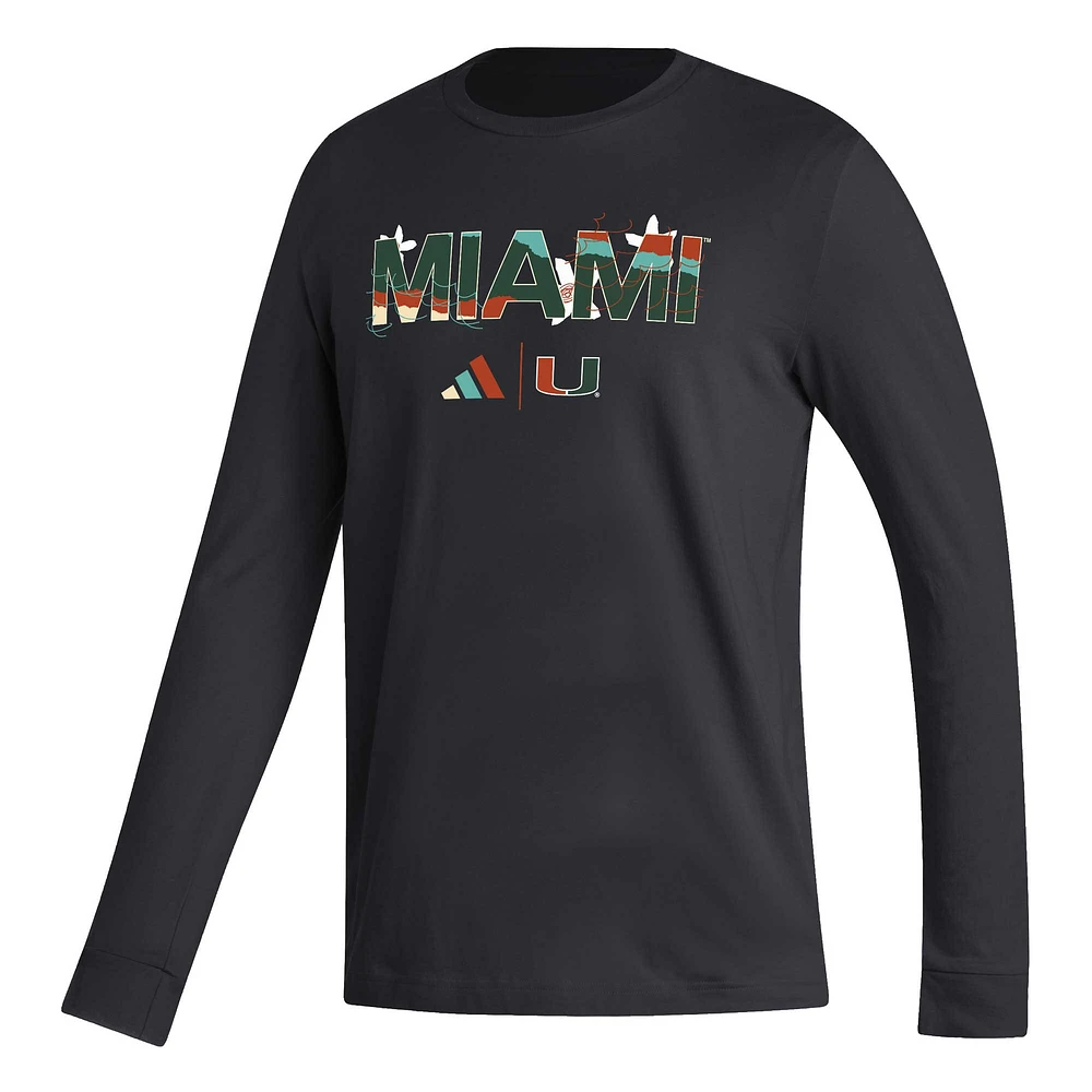 Men's adidas Black Miami Hurricanes Honoring Excellence Long Sleeve T-Shirt