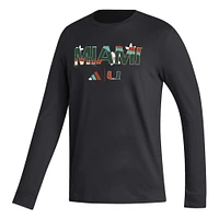 Men's adidas Black Miami Hurricanes Honoring Excellence Long Sleeve T-Shirt