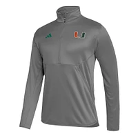 Men's adidas Miami Hurricanes 2023 Sideline AEROREADY Half-Zip Top