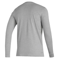 Men's adidas Gray Miami Hurricanes Primary Locker Logo Pre-Game Long Sleeve T-Shirt