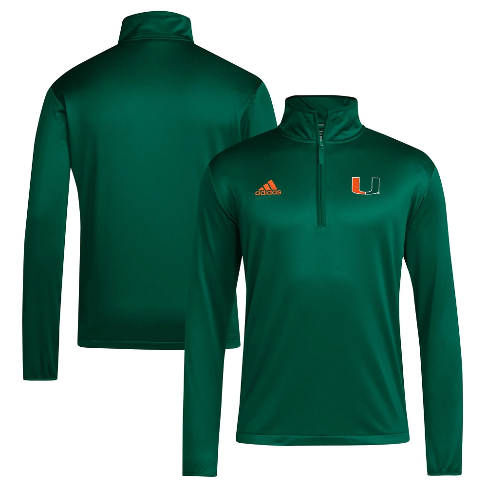 Men's adidas Miami Hurricanes 2024 Coaches Sideline Quarter-Zip Top