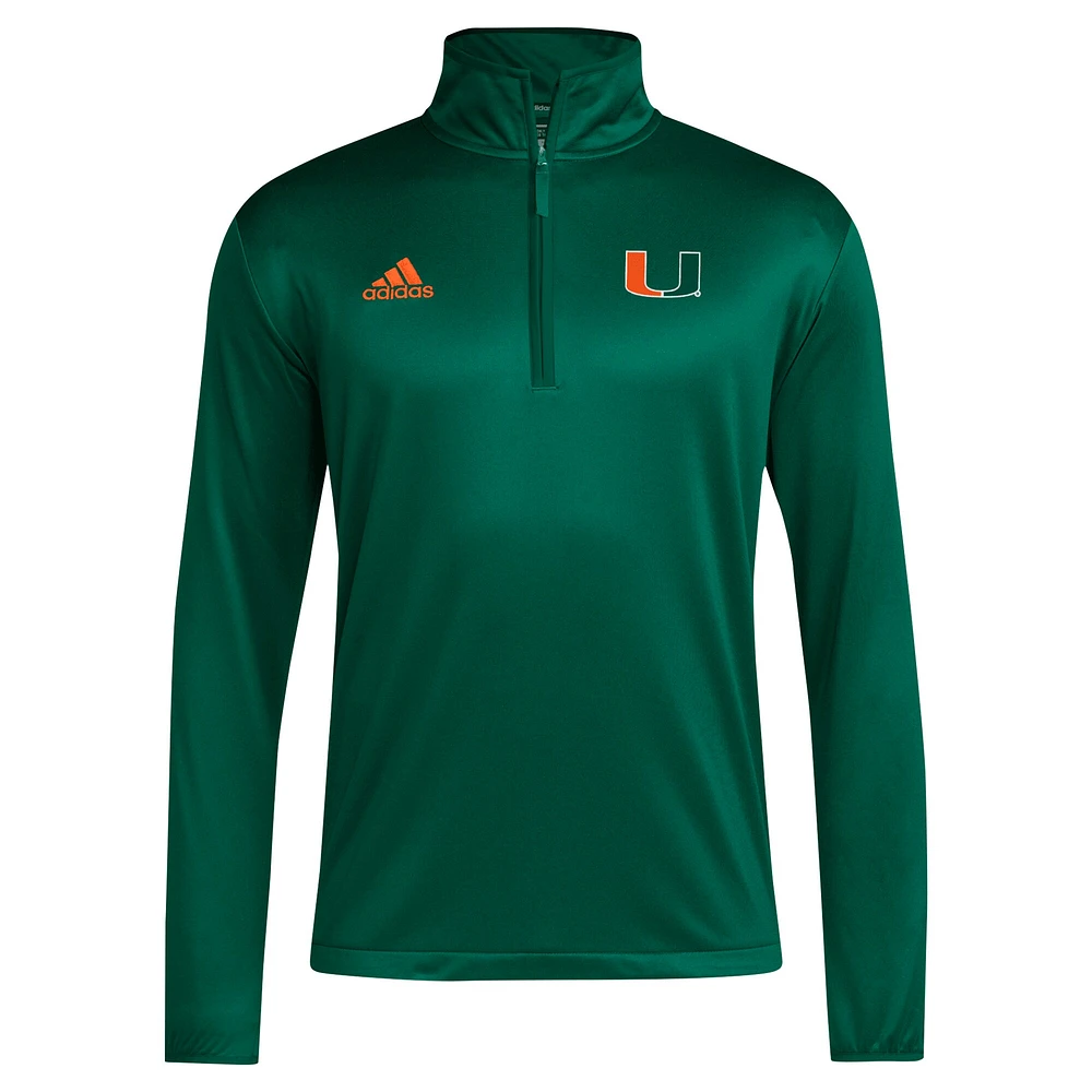 Men's adidas Miami Hurricanes 2024 Coaches Sideline Quarter-Zip Top