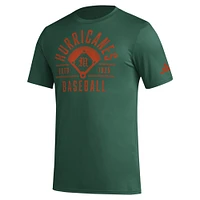 Men's adidas  Green Miami Hurricanes Exit Velocity Baseball Pregame AEROREADY T-Shirt