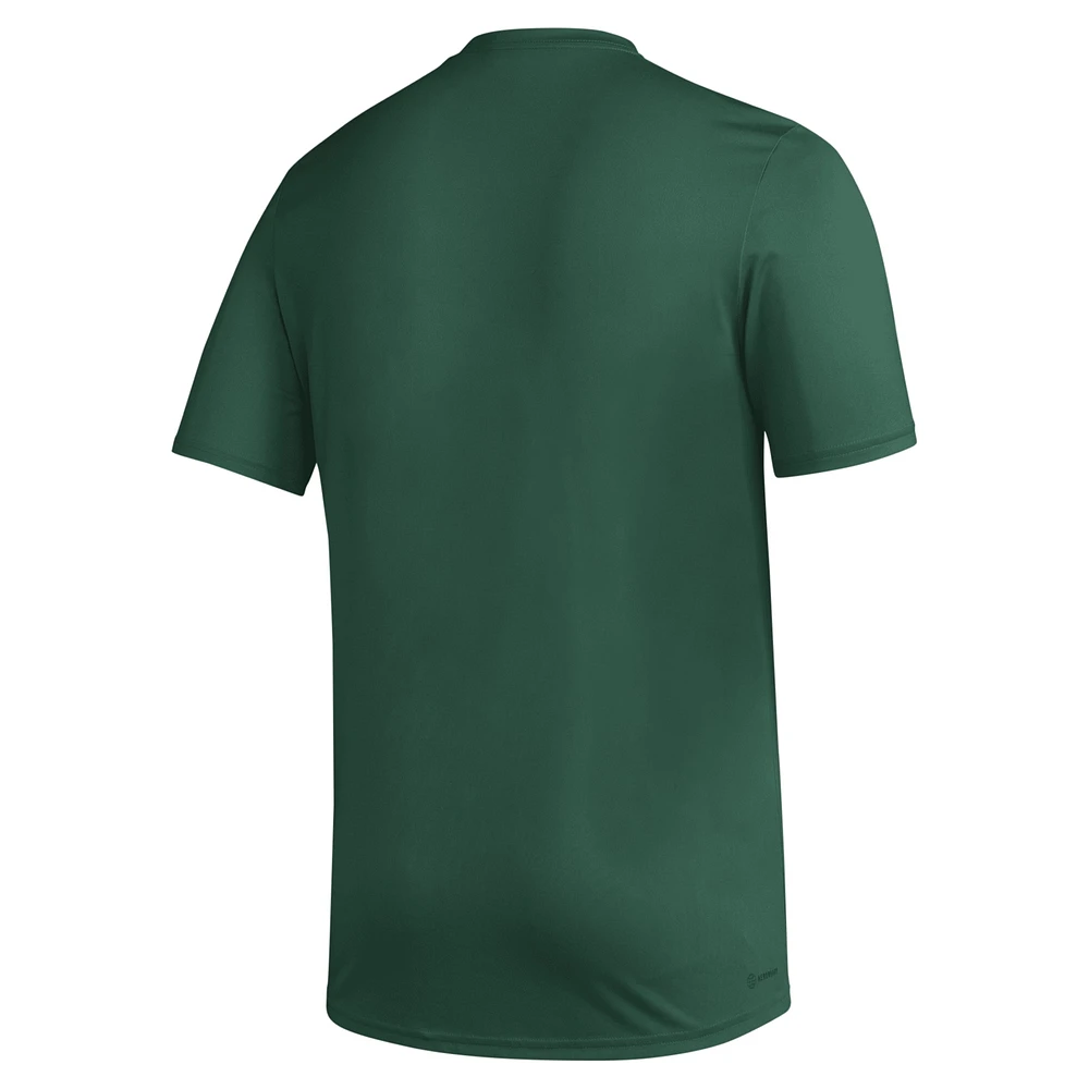 Men's adidas  Green Miami Hurricanes Exit Velocity Baseball Pregame AEROREADY T-Shirt