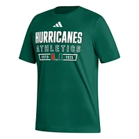 Men's adidas  Green Miami Hurricanes Head of Class Fresh T-Shirt