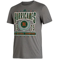 Men's adidas Heathered Charcoal Miami Hurricanes 5X National Champions Reminisce Tri-Blend T-Shirt