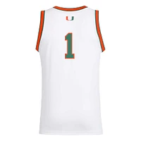 Men's adidas #1 White Miami Hurricanes Replica Swingman Jersey