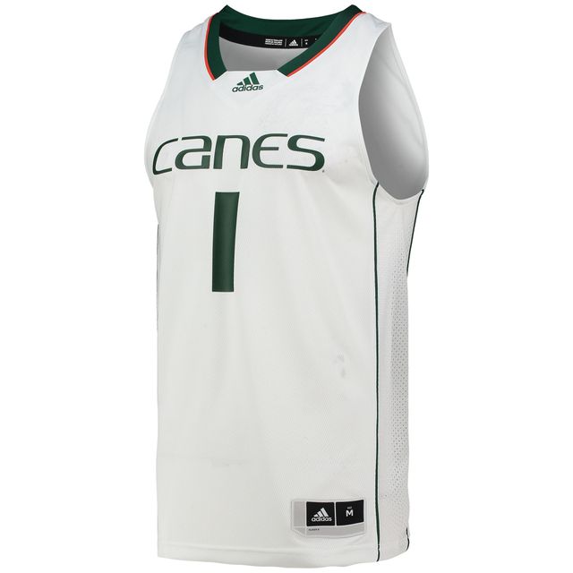 Maillot de basket-ball Swingman l'équipe Miami Hurricanes #1 adidas blanc pour hommes