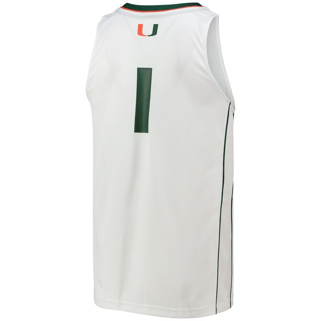 Maillot de basket-ball Swingman l'équipe Miami Hurricanes #1 adidas blanc pour hommes